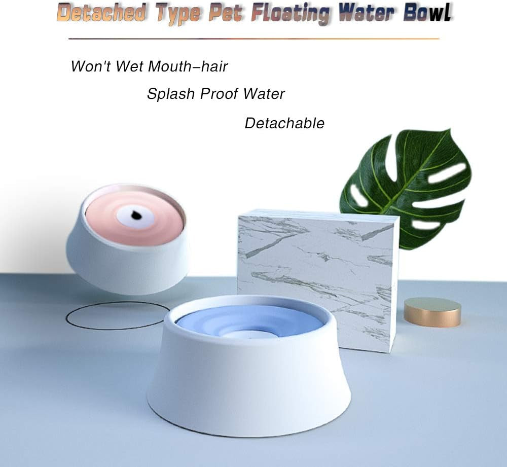 Dog Water Bowl with Floating Disk Spill Proof Water Bowl,  Anti-Overturn/Anti-Dust/Anti-Choking Anti-Overflow Bowl to Slow down Drinking Speed for Dogs and Cats,40 Oz (Blue)