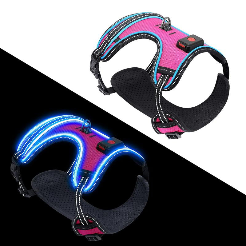 Rechargeable LED Light up Dog Harness, 1 Box Adjustable Pet Harness with Leash, Pet Supplies for Small Medium Large Dogs