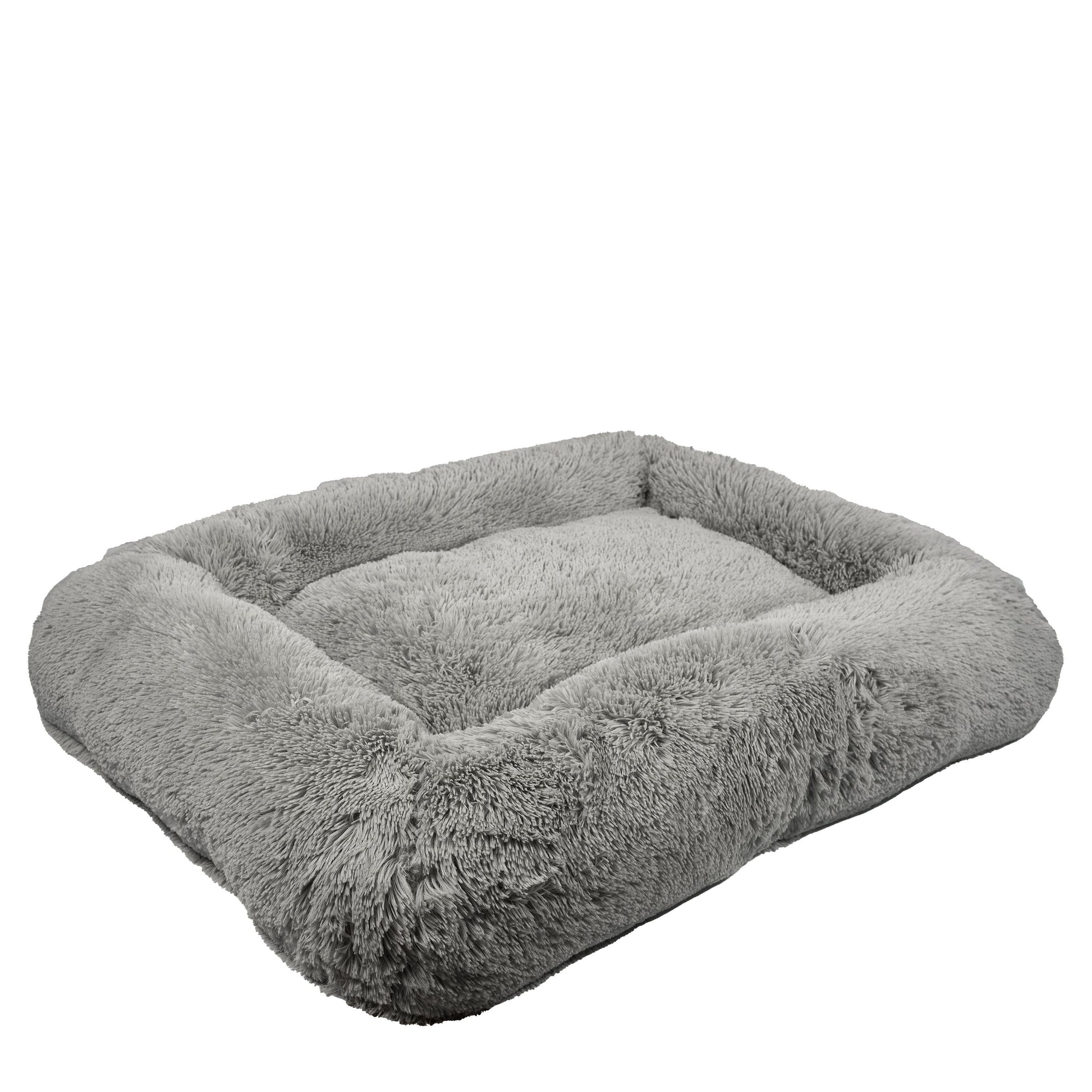 (4 Pack)  Large Furry Bolster Dog Bed, Taupe