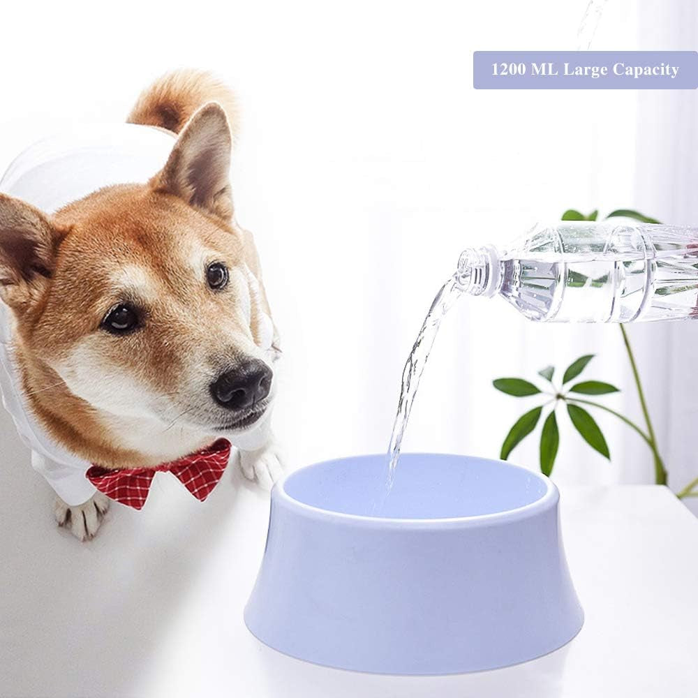 Dog Water Bowl with Floating Disk Spill Proof Water Bowl,  Anti-Overturn/Anti-Dust/Anti-Choking Anti-Overflow Bowl to Slow down Drinking Speed for Dogs and Cats,40 Oz (Blue)