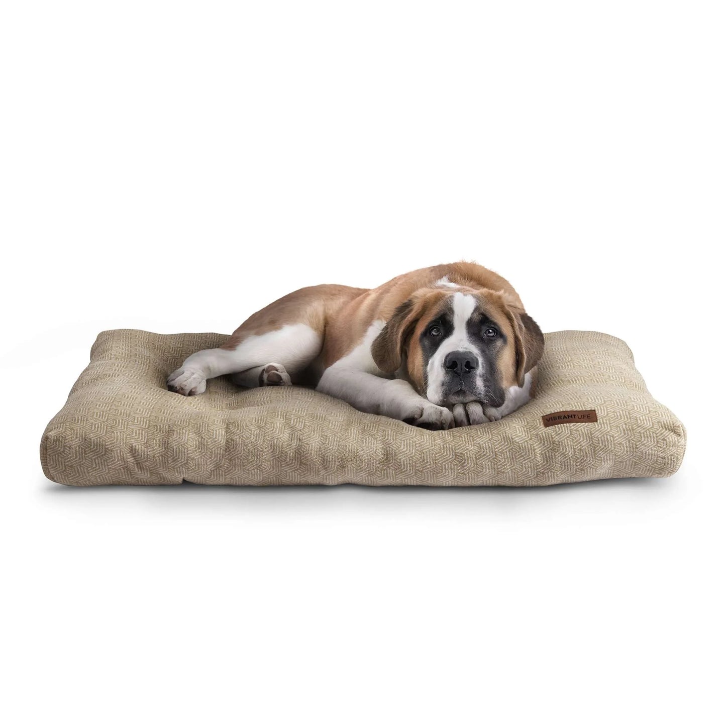 (2 Pack)  Extra Large Dog Bed, Tufted Plush, Tan, 38" X 48"