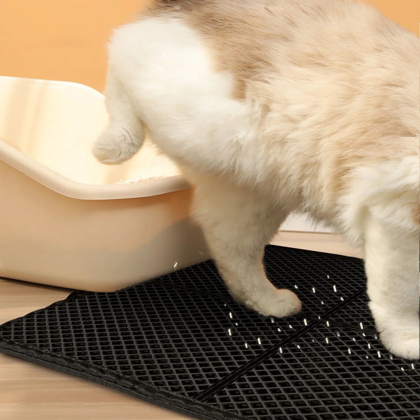 Foldable Large Double Layer Cat Litter Trapping Mat with Handles,30" X 23.6", Grey