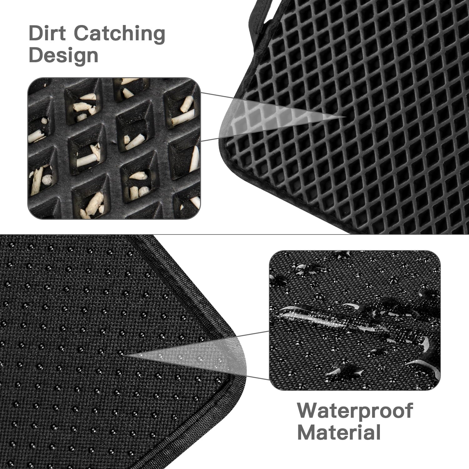 Foldable Large Double Layer Cat Litter Trapping Mat with Handles,30" X 23.6", Grey