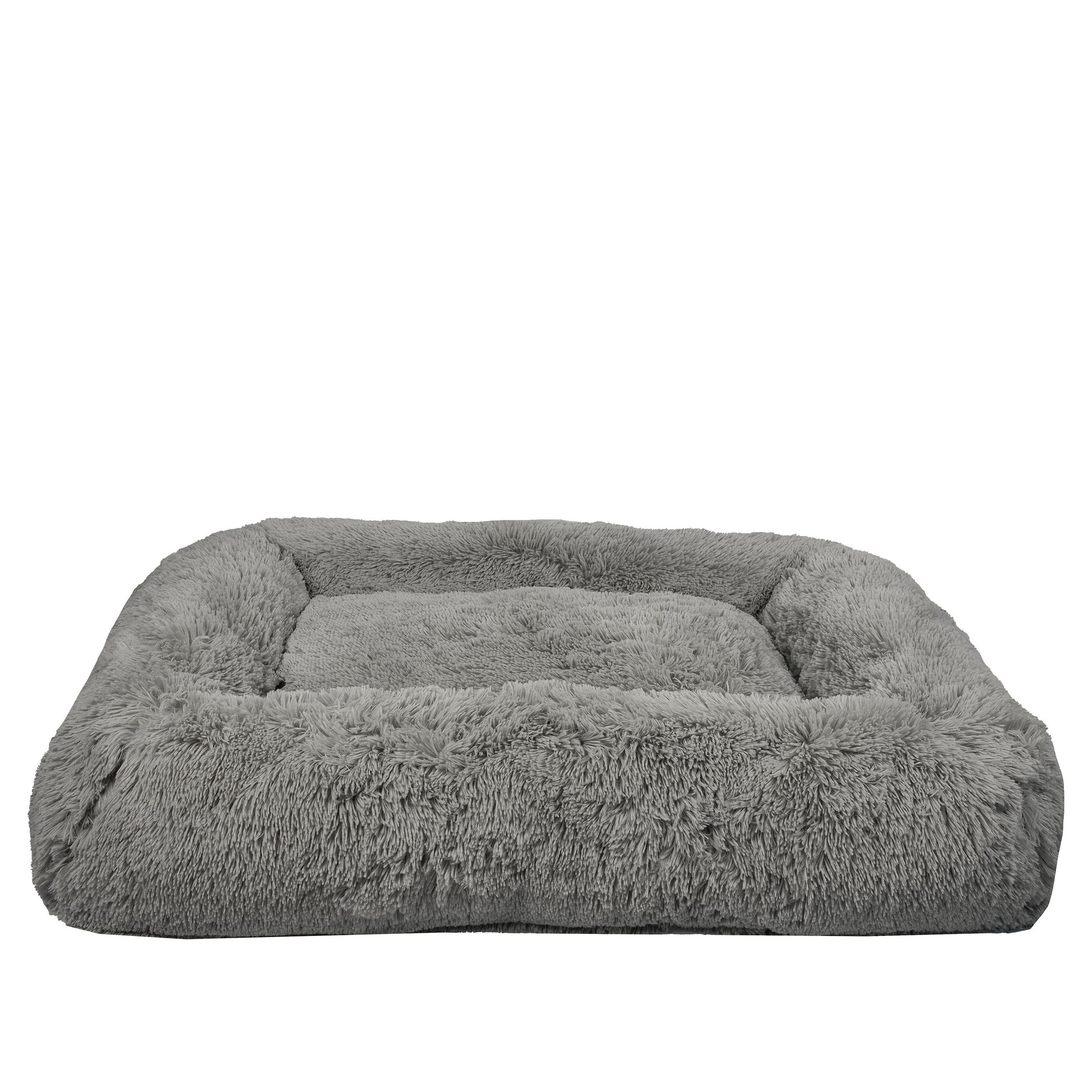 (4 Pack)  Large Furry Bolster Dog Bed, Taupe