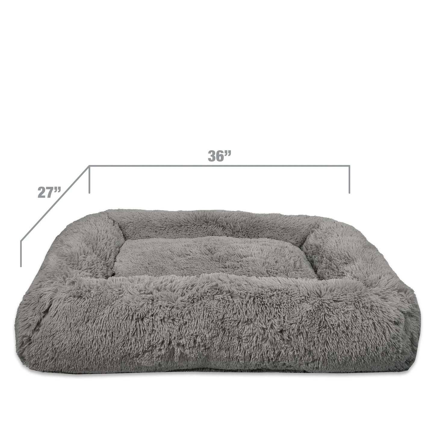 (4 Pack)  Large Furry Bolster Dog Bed, Taupe