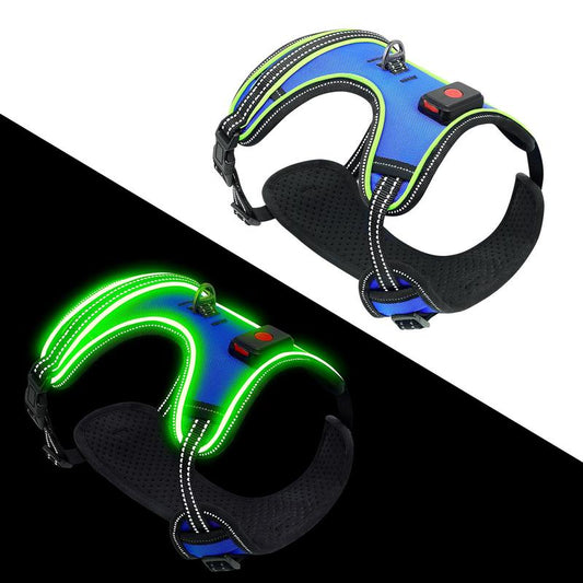 Rechargeable LED Light up Dog Harness, 1 Box Adjustable Pet Harness with Leash, Pet Supplies for Small Medium Large Dogs