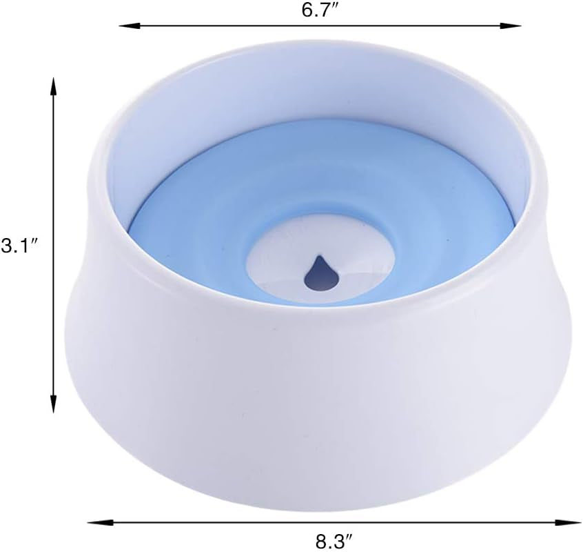 Dog Water Bowl with Floating Disk Spill Proof Water Bowl,  Anti-Overturn/Anti-Dust/Anti-Choking Anti-Overflow Bowl to Slow down Drinking Speed for Dogs and Cats,40 Oz (Blue)