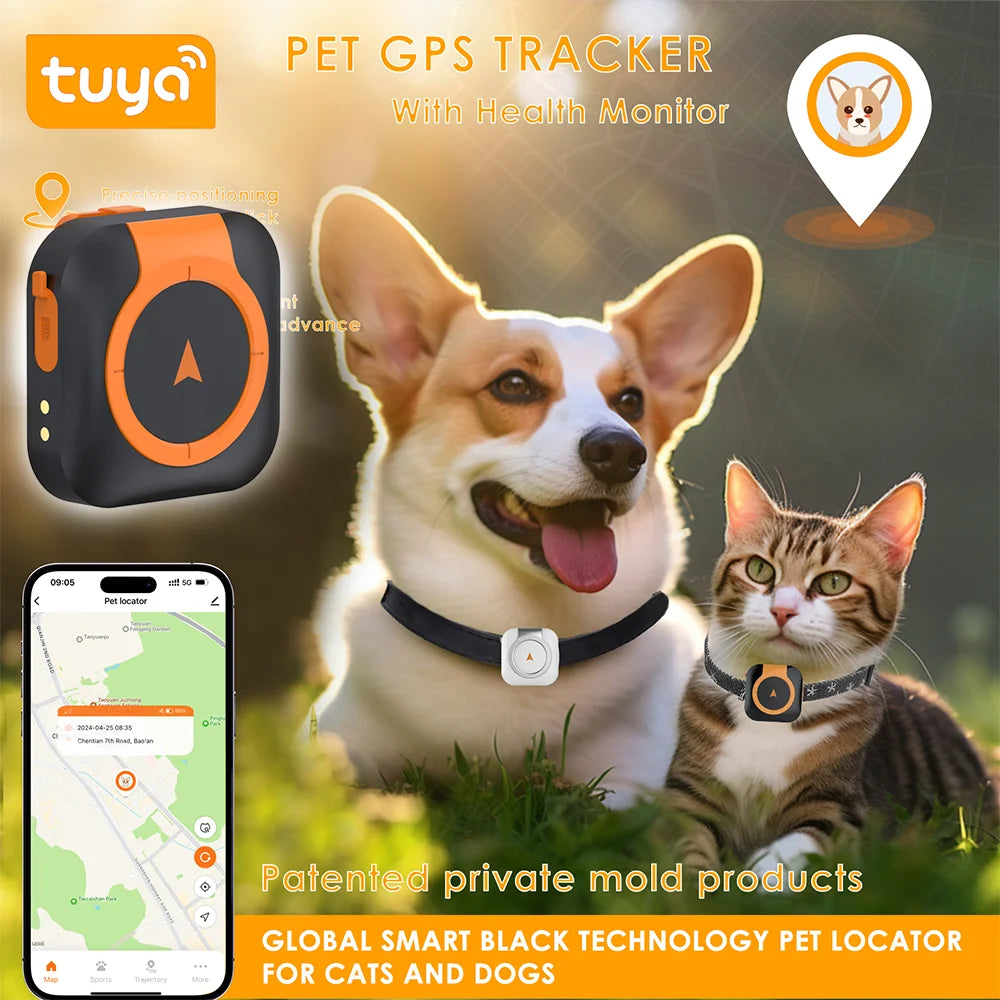 Mini 4G GPS Tracker for Dogs Cats with Health Monitor GPS Dog Fence Waterproof Works with Any Collar Android Ios Universal