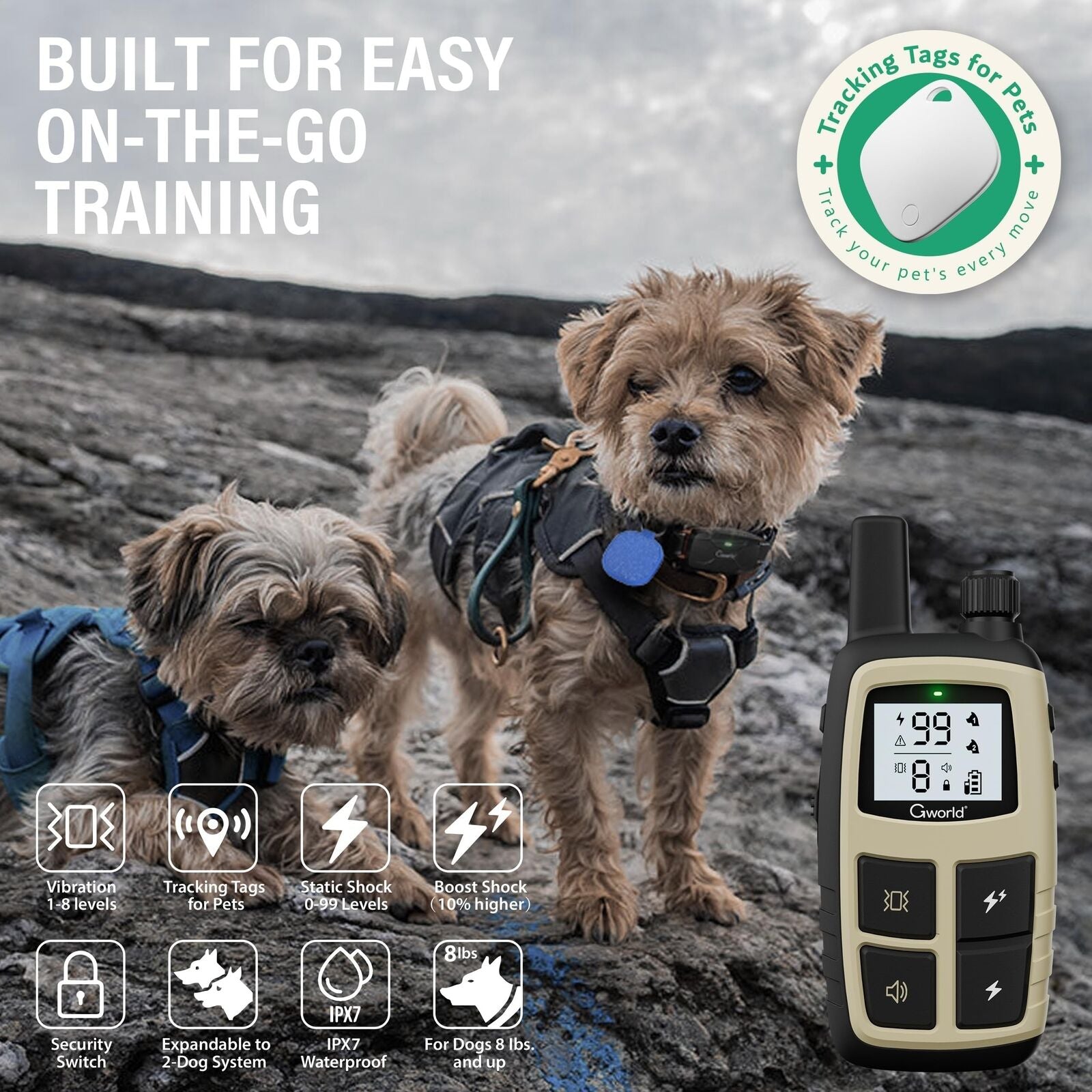 Dog Shock Collar, GPS Trackers for Dogs (Only Ios) with Smart Tracker Itag Do...