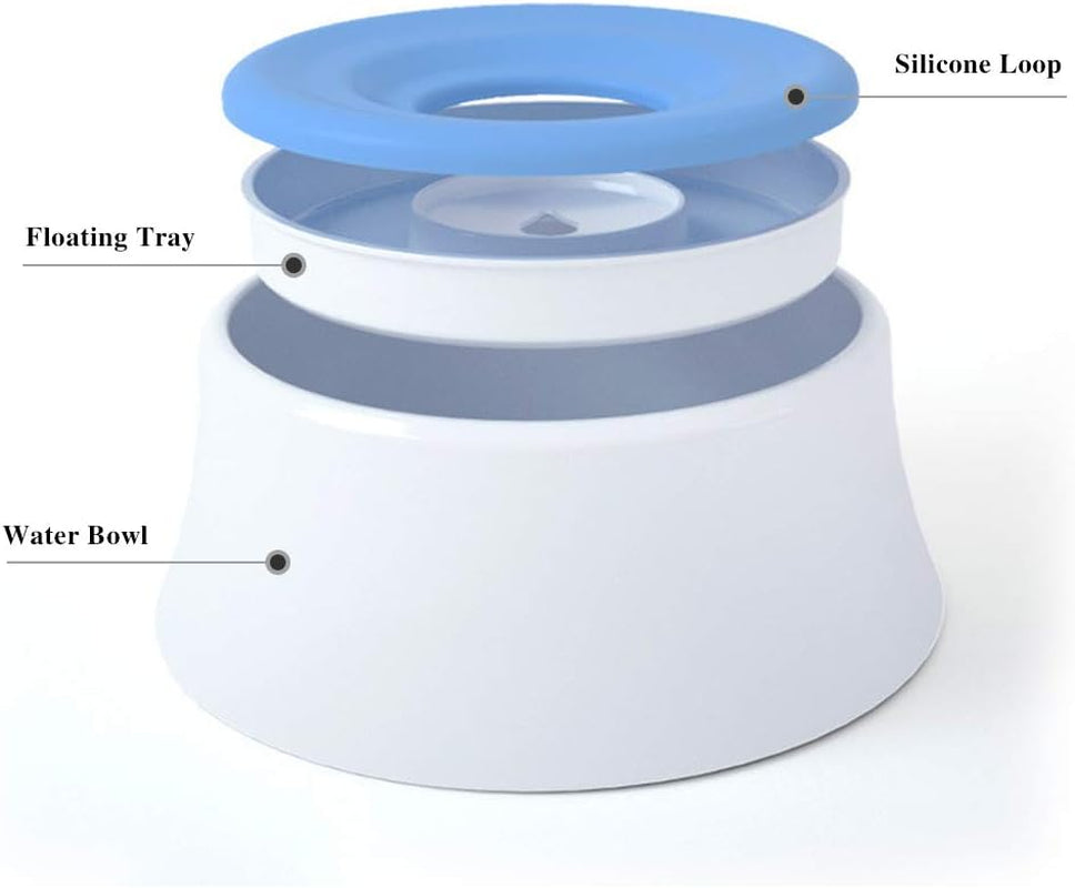 Dog Water Bowl with Floating Disk Spill Proof Water Bowl,  Anti-Overturn/Anti-Dust/Anti-Choking Anti-Overflow Bowl to Slow down Drinking Speed for Dogs and Cats,40 Oz (Blue)